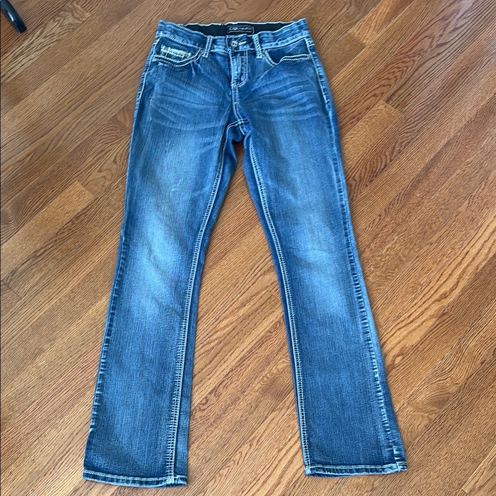 Blue Straight Leg Jeans with Classic Indigo Wash